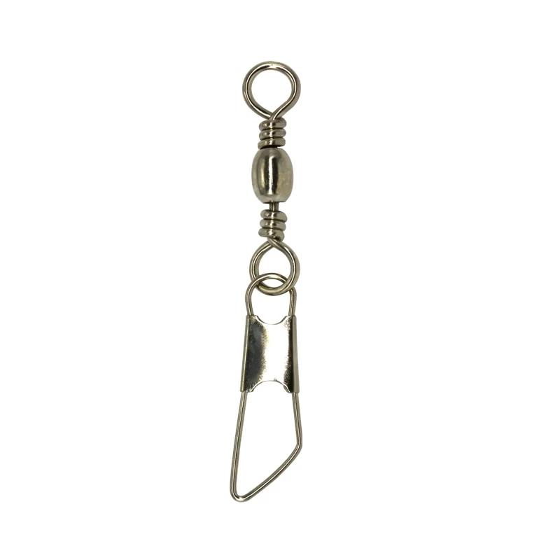 Black Barrel swivel with safety snap Fishing accessories ring 1002